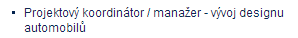 Projektový koordinátor / manažer - vývoj designu automobilů