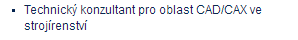 Technický konzultant pro oblast CAD/CAX ve strojírenství