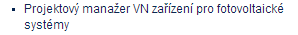 Projektový manažer VN zařízení pro fotovoltaické systémy