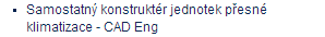 Samostatný konstruktér jednotek přesné klimatizace - CAD Eng