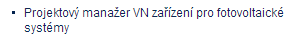 Projektový manažer VN zařízení pro fotovoltaické systémy