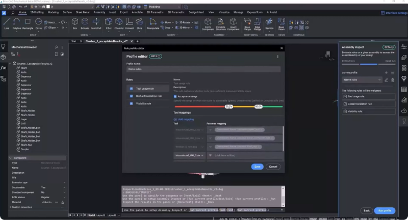 Assembly validation in BricsCAD Mechanical  1-2349