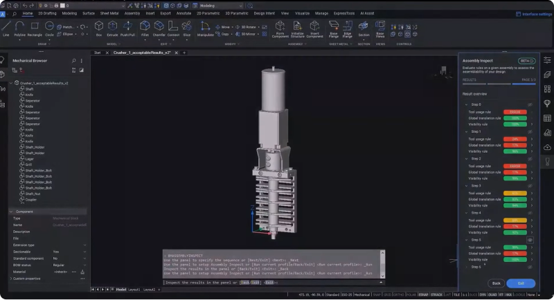 Assembly validation results BricsCAD Mechanical-2349