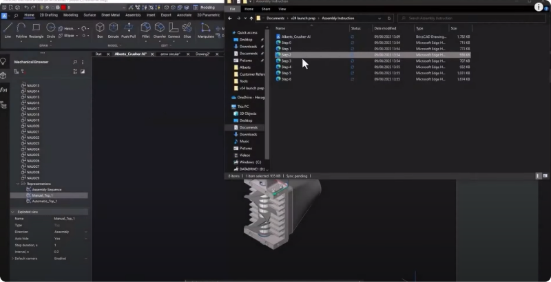 Step by step export BricsCAD Mechanical-2349