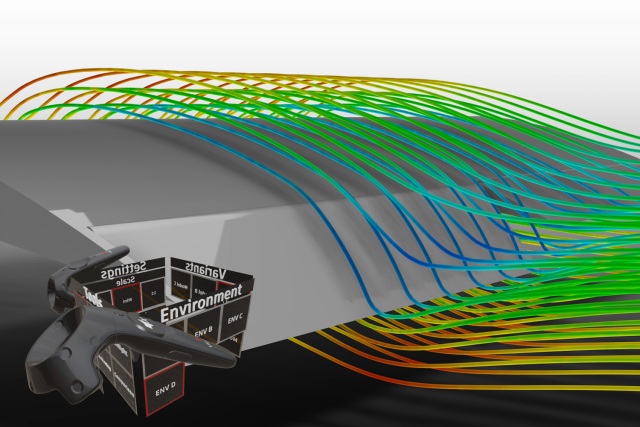 Finální prezentace proudění v 1/3 křídla od centroplánu pomocí 3D dat a virtuální reality (zdroj: Petr Fořt) proudeni 004-2545