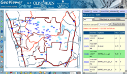 Obr. 3 GeoViewer OnLine - implementace stávajícího systému SCADA do GIS (Olivenhain Water District)