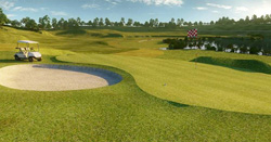 Model golfového hřiště, který byl vytvořen v AutoCAD Civil 3D a finální vizualizace byla vytvořena v Autodesk 3DsMax