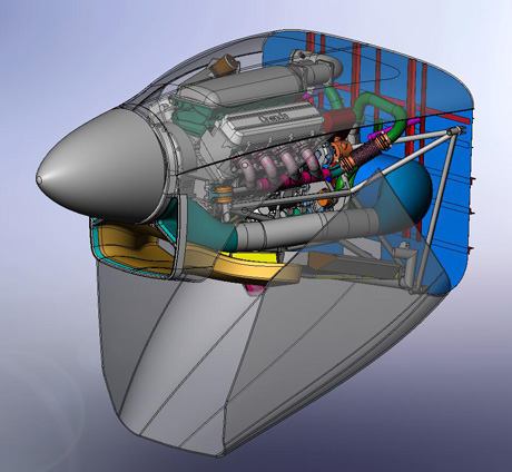 Kanadský Orenda OE 600A, přeplňovaný, 8válcový do V, 600HP