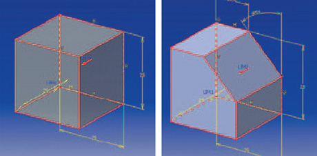 Vytvoření 3D tělesa se šikmou plochou Part Body a polotovaru Body.2