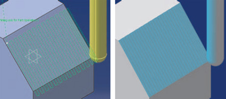 Kopírovací fréza D=5mm, MSH=0,05mm, čas 1min 42s, Rz,příč=63μm, Rz,pozd =40μm