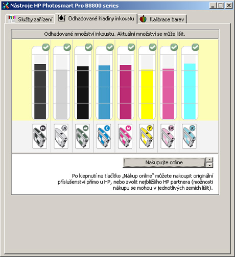 Úbytek inkoustu zobrazuje tento užitečný informační nástroj téměř spojitě