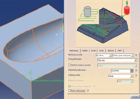 Definování operace obrábění na hrubo strategií ZIG-ZAG a Part contouring OFF