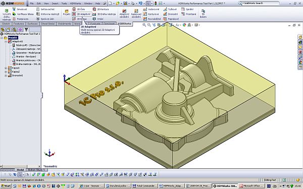 Ukázka jednotného CAD/CAM prostředí systému HSMWorks