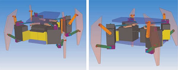 Obr. 2 Dva pohledy na 3D model robota