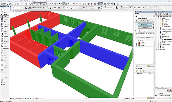 Barevné vyznačení rezervovaných konstrukcí ve 3D