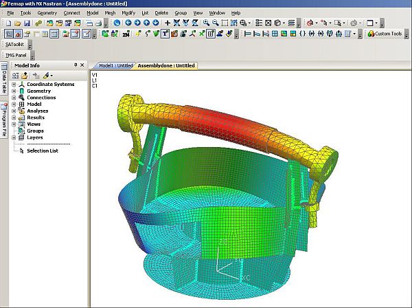 Obr. 1 Prototyp lisu. Maximální deformace na hřídeli pod koly lisu přesahují 3 mm.