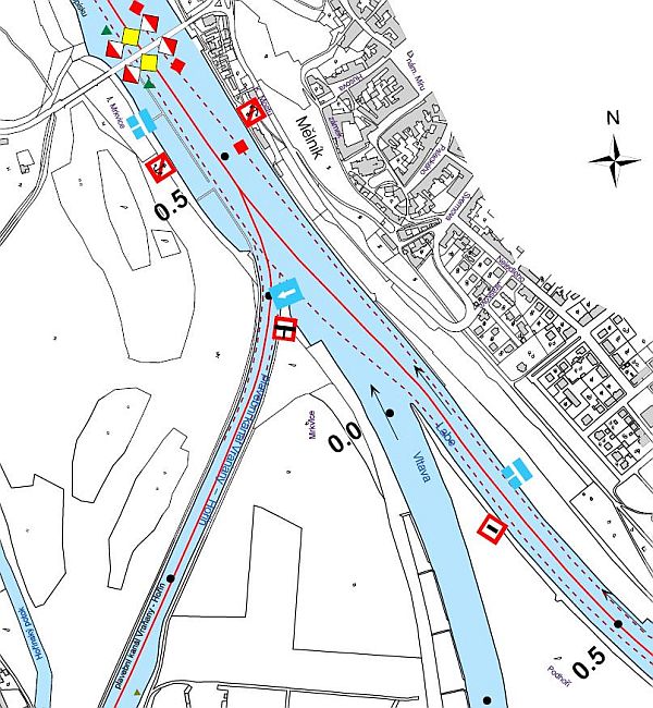 Obr.1 Nulový bod plavební kilometráže Labe platné do 31. 12. 2008