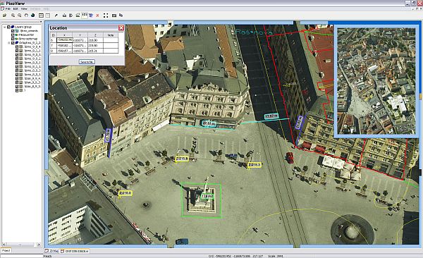 Obr. 1 Možnosti měření a projekce vektorové kresby v aplikaci PixoView