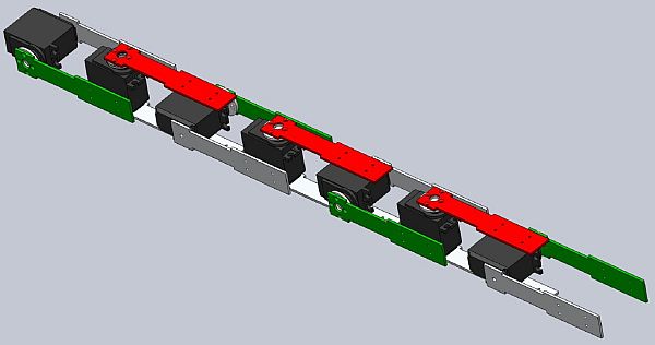 Obr. 8 Uspořádání hnacích ramen robota