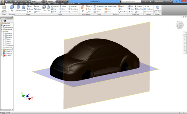 Model importovaný do Autodesk Inventoru po zpracování Mesh Enabler