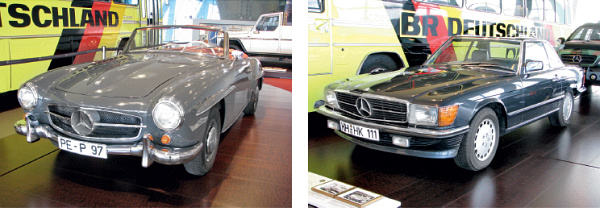 Obr. 18 Filmové hvězdy a auta hvězd MB 190 SL (W121-1958) a MB 500 SL (R107-1988)